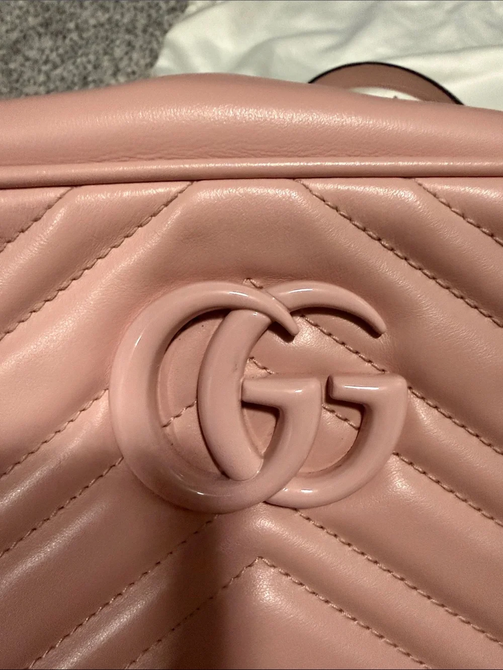 Gucci Blush Pink Chevron GG Marmont Small Camera Bag